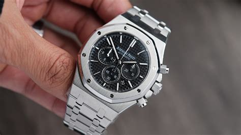 buy audemars piguet in ghana - Audemars Piguet Silver Watch With Black Leather .